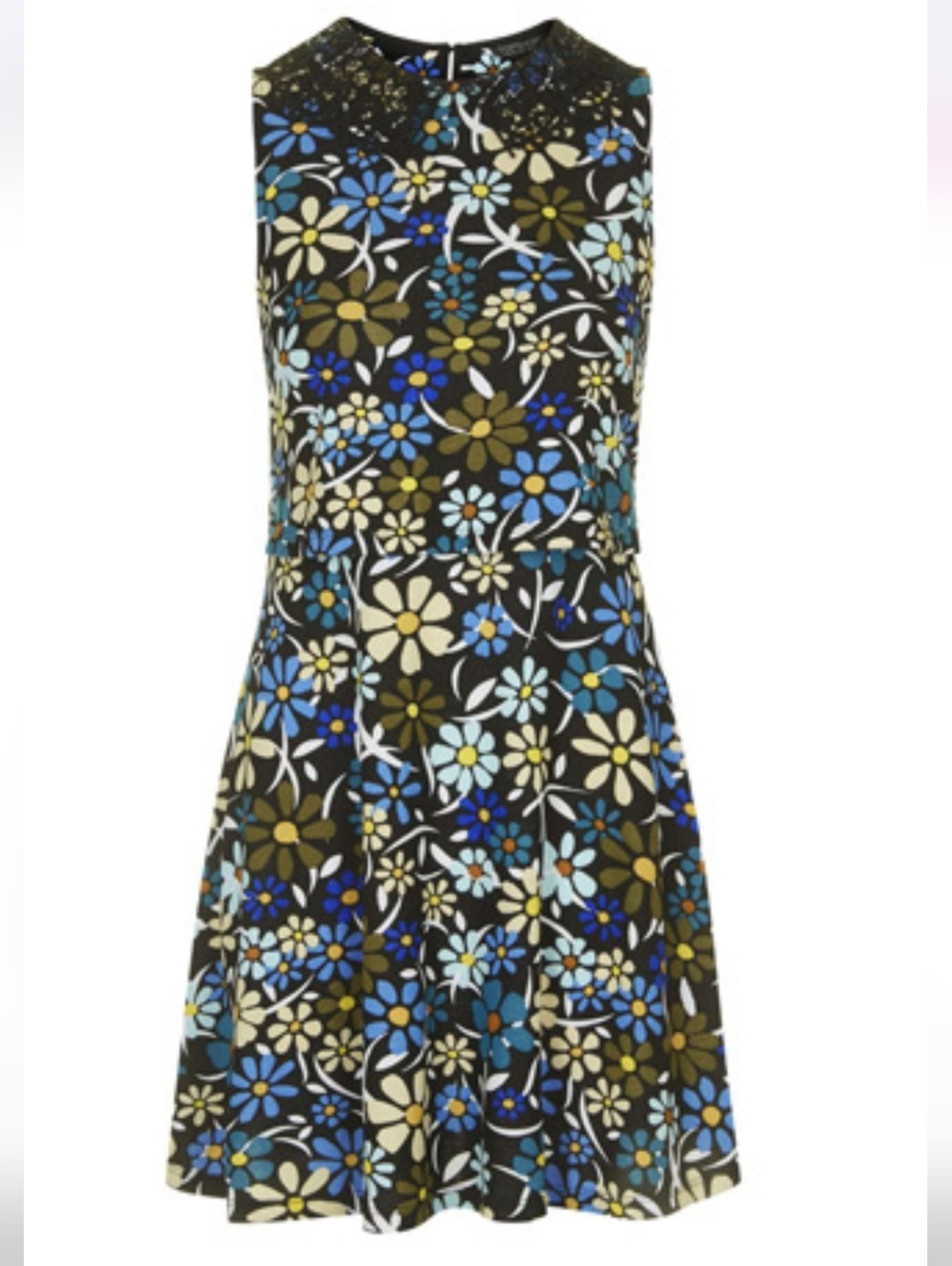Topshop Retro Floral Print Overlay Dress